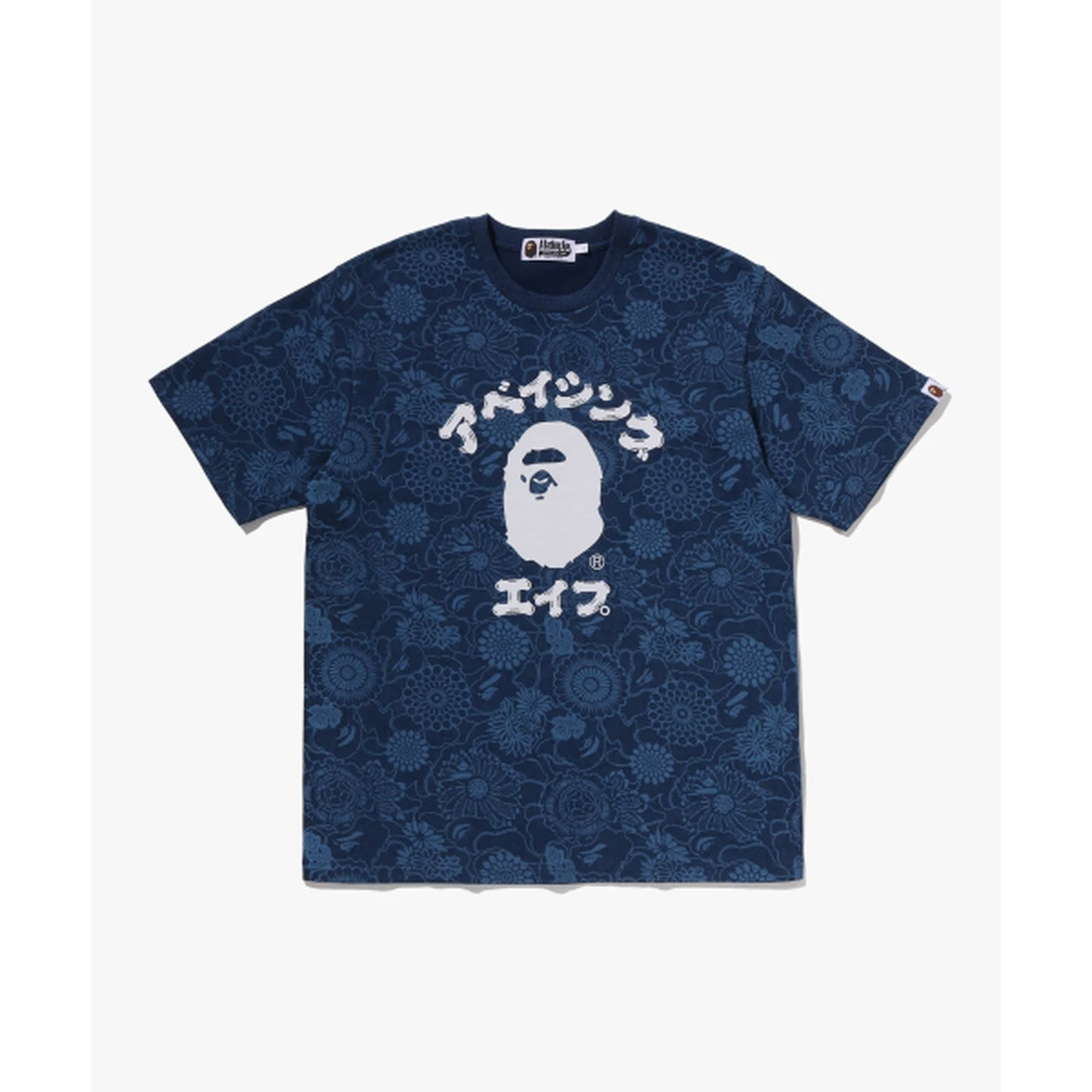 베이프 재패니즈 인디고 아트 카모 콜리지 레귤러 핏 티셔츠 M INDIGO 001CSM301305MING