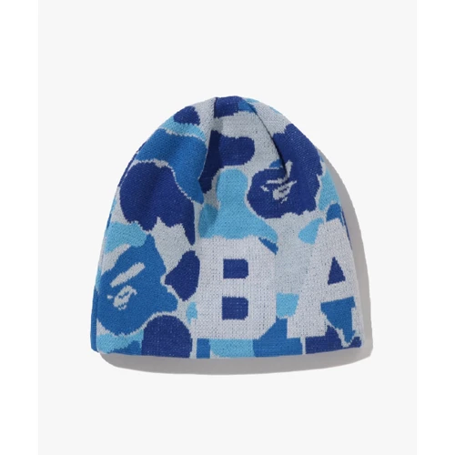 베이프 ABC 카모 니트 캡 M BLUE