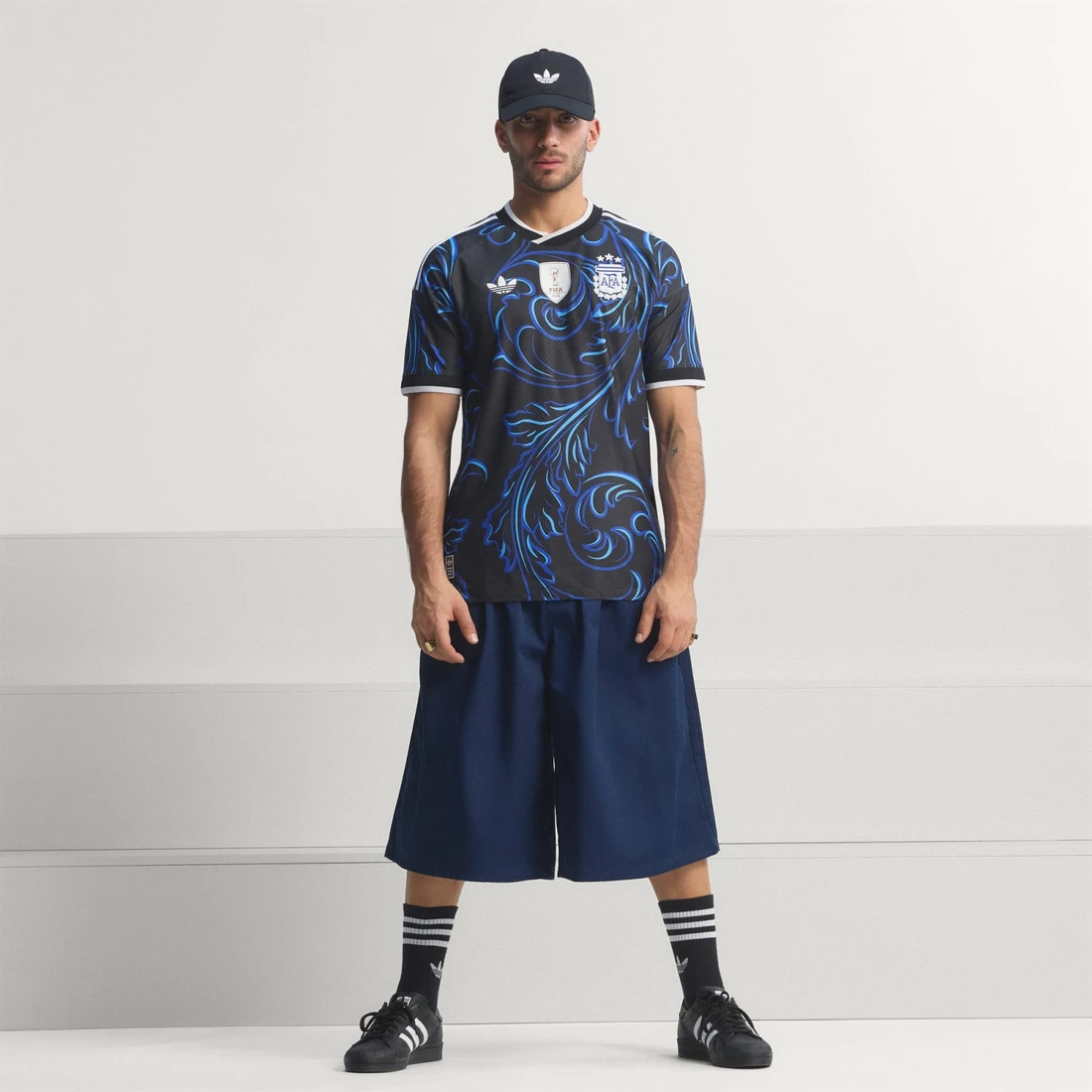 아디다스 아르헨티나 2026 어웨이 어센틱 저지 블랙 루시드 블루 - KR 사이즈 (논 마킹 버전) JM5901