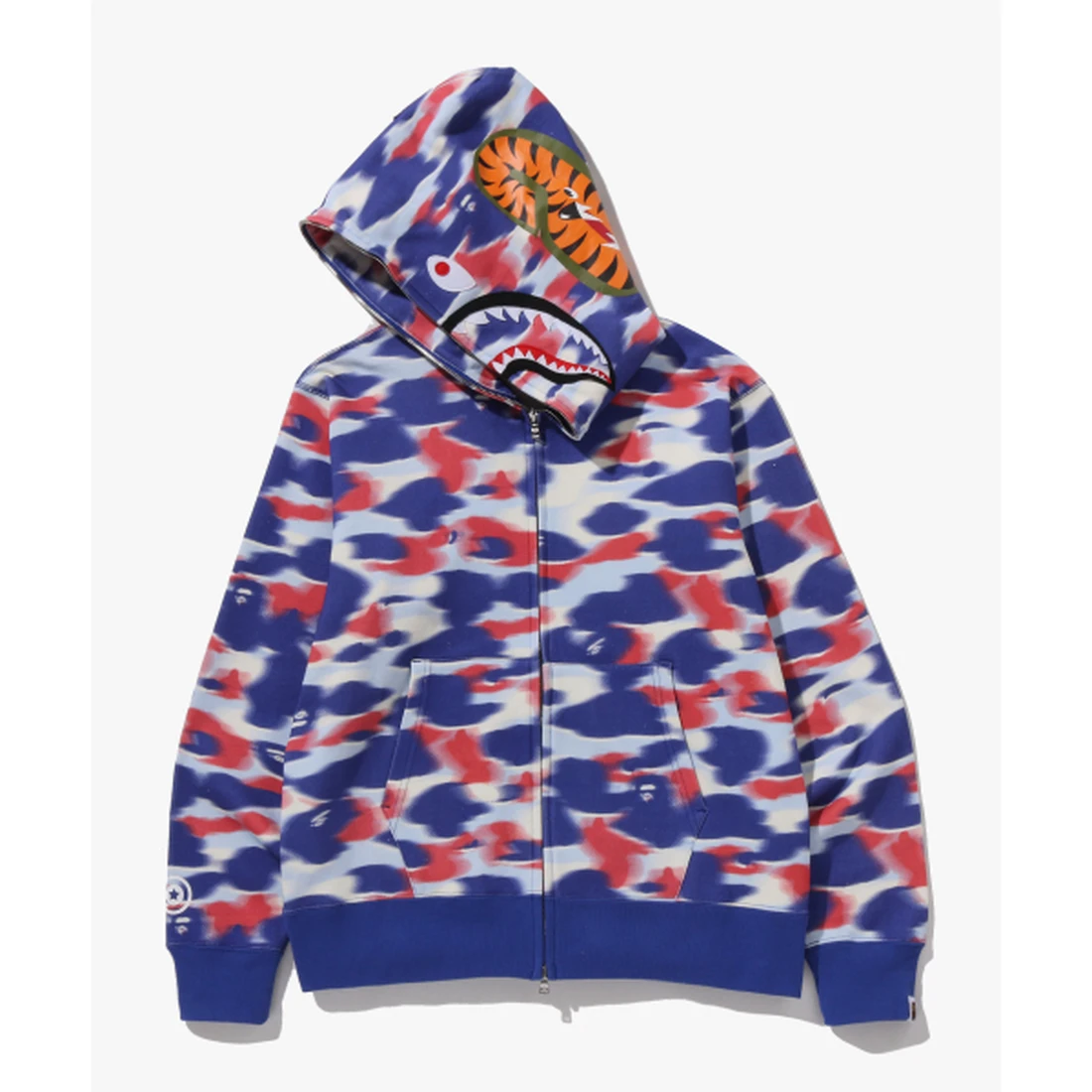 베이프 스크린 카모 샤크 풀 집 후드 M BLUE 001ZPM301304MBLU