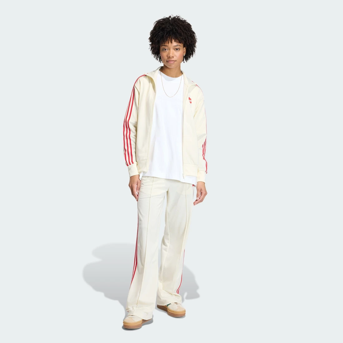 아디다스 오리지널스 파이어버드 루즈 트랙 탑 크림 화이트 베러 스칼렛 - KR 사이즈 우먼스 KQ8075