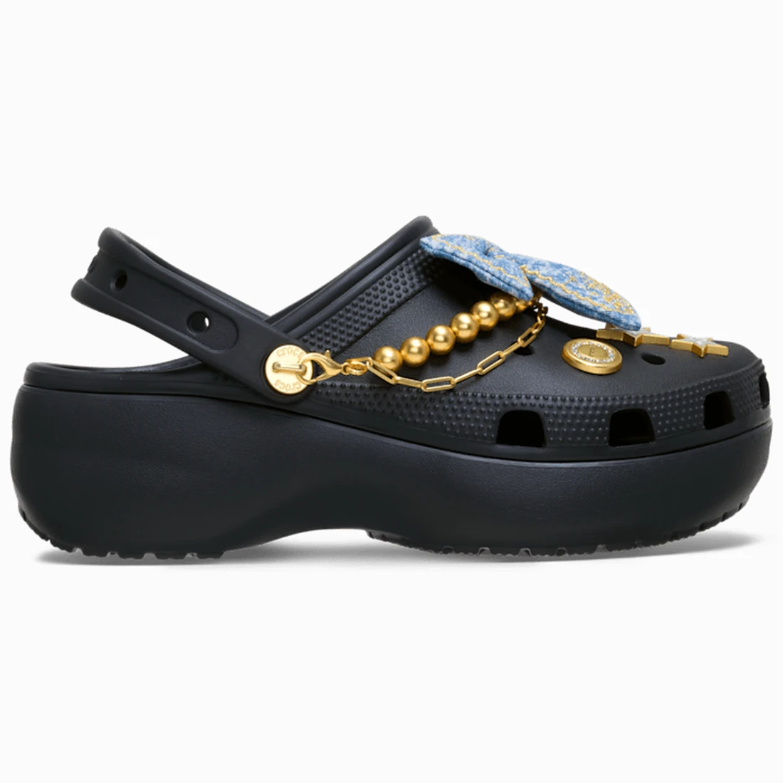 크록스 클래식 플랫폼 데님 그리츠 클로그 블랙 213114-001