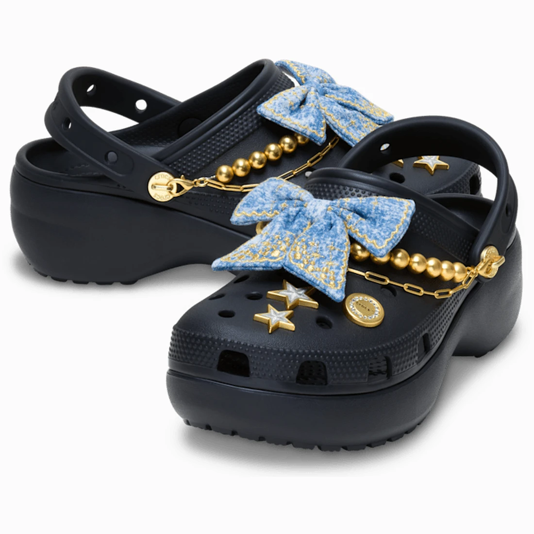 크록스 클래식 플랫폼 데님 그리츠 클로그 블랙 213114-001