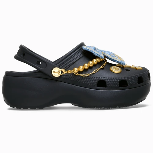 크록스 클래식 플랫폼 데님 그리츠 클로그 블랙