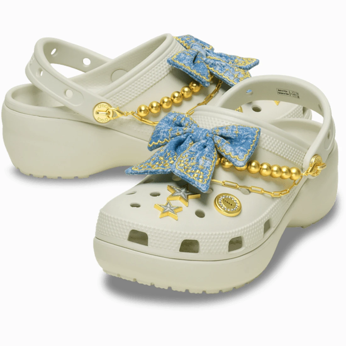 크록스 클래식 플랫폼 데님 그리츠 클로그 리넨 213114-0HZ