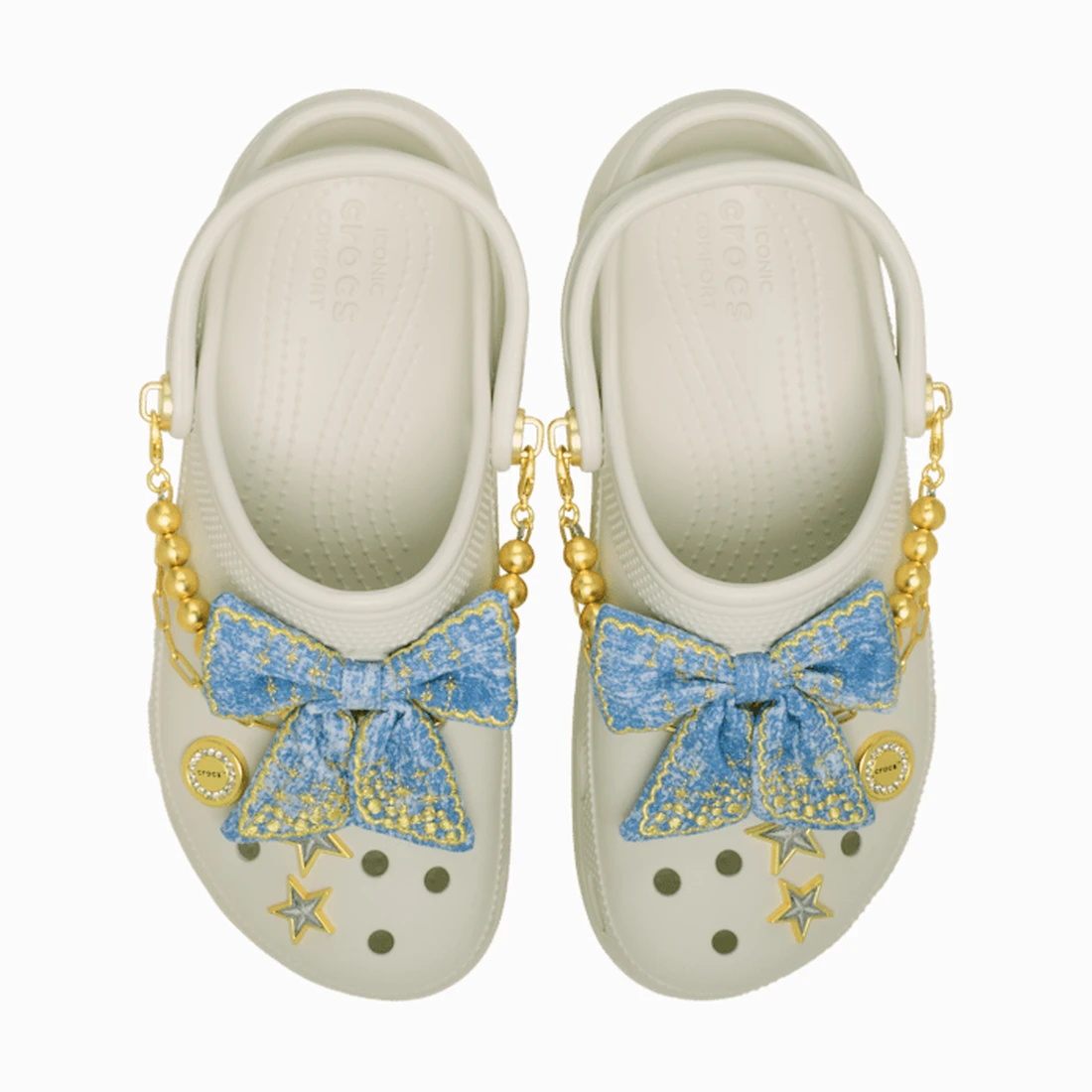 크록스 클래식 플랫폼 데님 그리츠 클로그 리넨 213114-0HZ