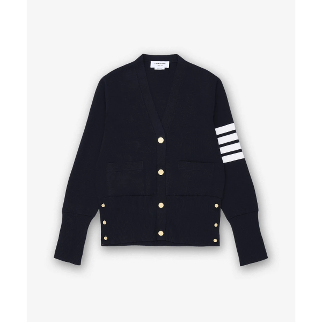 톰 브라운 울 4-바 브이넥 가디건 네이비 FKC207A00014415