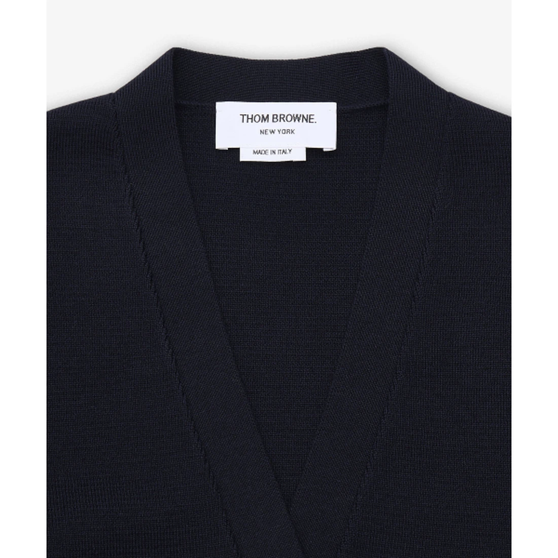 톰 브라운 울 4-바 브이넥 가디건 네이비 FKC207A00014415