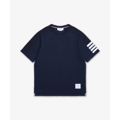 톰 브라운 코튼 4-바 숏 슬리브 반소매 티셔츠 네이비