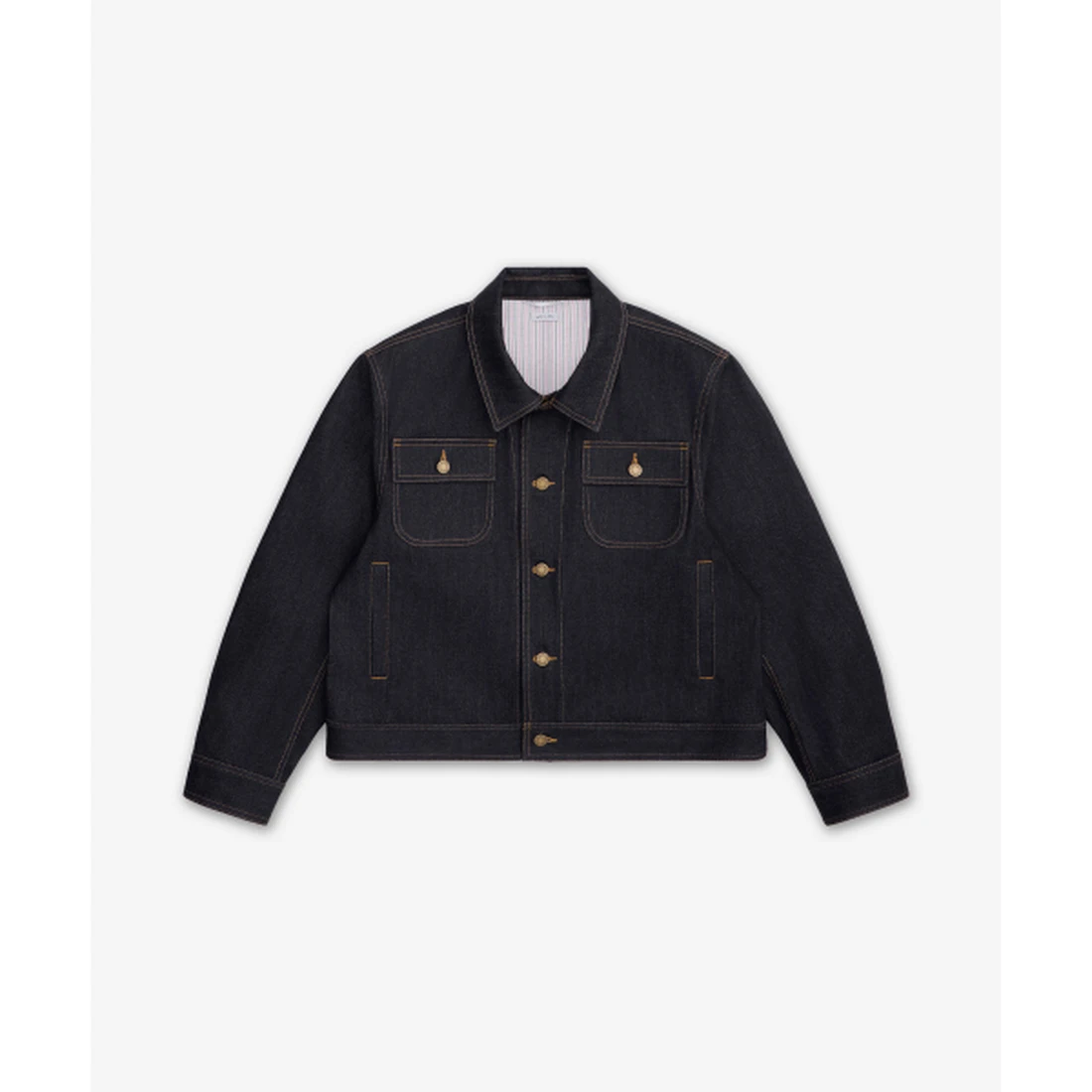 톰 브라운 셀비지 데님 백스트랩 유틸리티 재킷 네이비 MJO256SF1101415