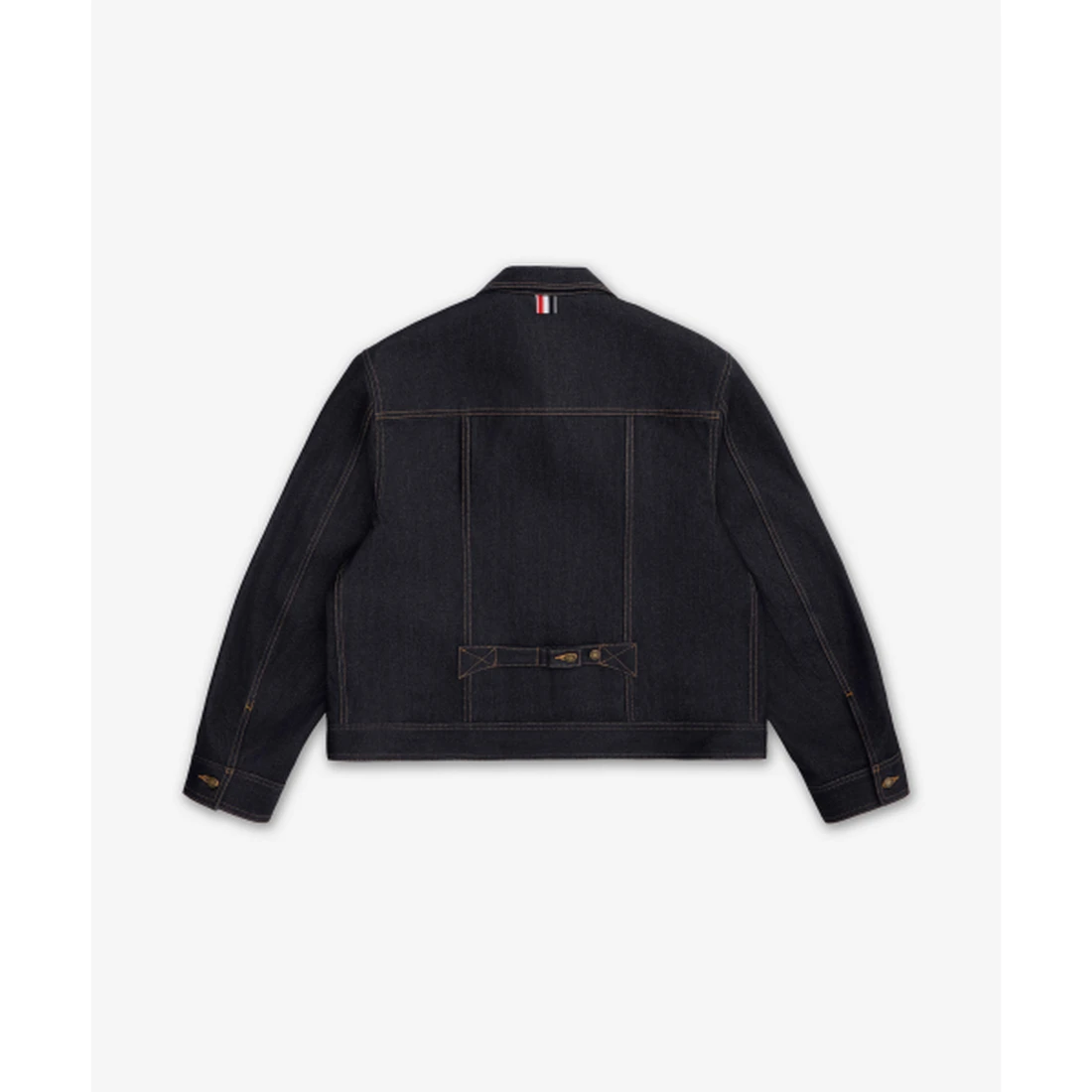 톰 브라운 셀비지 데님 백스트랩 유틸리티 재킷 네이비 MJO256SF1101415