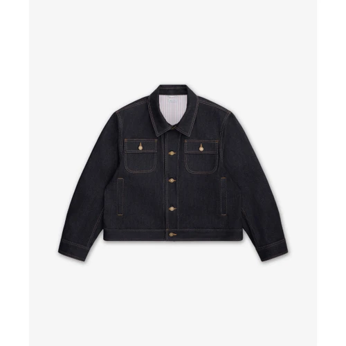 톰 브라운 셀비지 데님 백스트랩 유틸리티 재킷 네이비