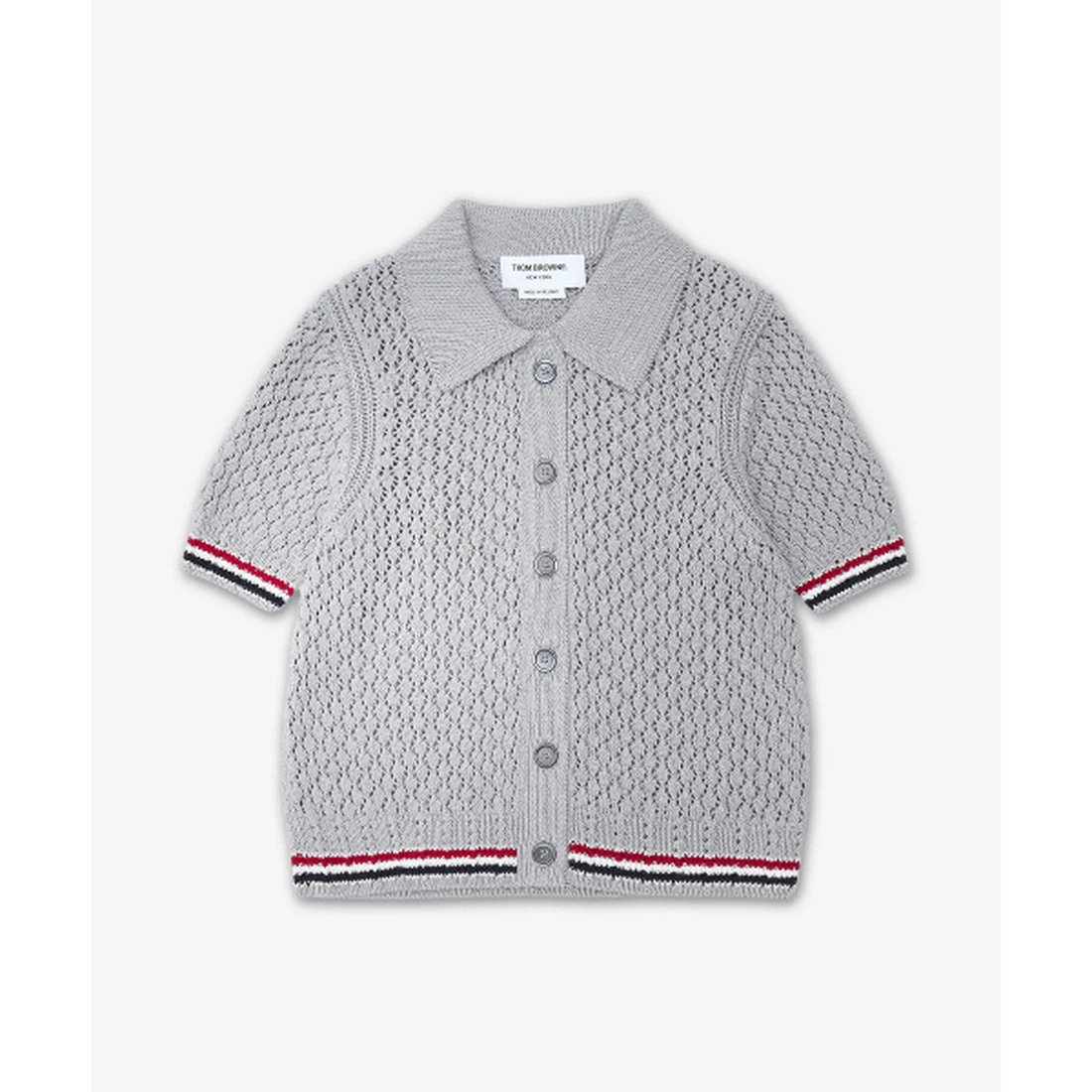톰 브라운 밀라노 스티치 코튼 4-바 가디건 라이트 그레이 FKC694AY3062065