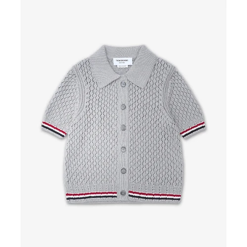 톰 브라운 밀라노 스티치 코튼 4-바 가디건 라이트 그레이
