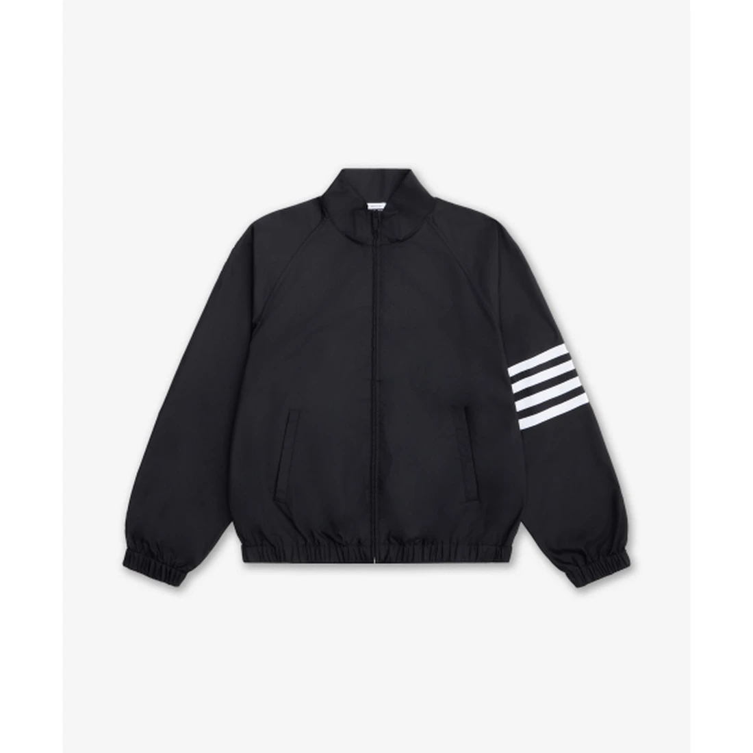 톰 브라운 샤이니 립스탑 래글런 4-바 트랙 점퍼 블랙 MJU583CF1095001