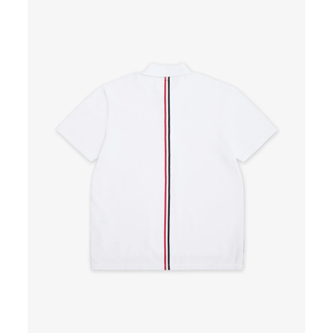 톰 브라운 클래식 피케 스트라이프 릴렉스드 반소매 폴로 셔츠 화이트 MJP042A00050100