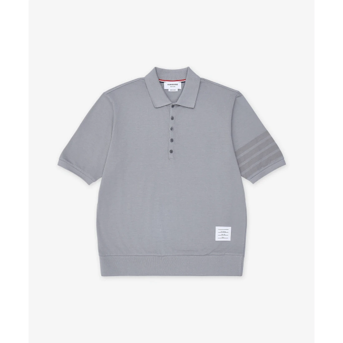 톰 브라운 가먼트 오버다이 저지 4-바 반소매 폴로 셔츠 라이트 그레이 MJP236AJ0253055