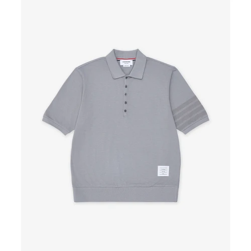 톰 브라운 가먼트 오버다이 저지 4-바 반소매 폴로 셔츠 라이트 그레이