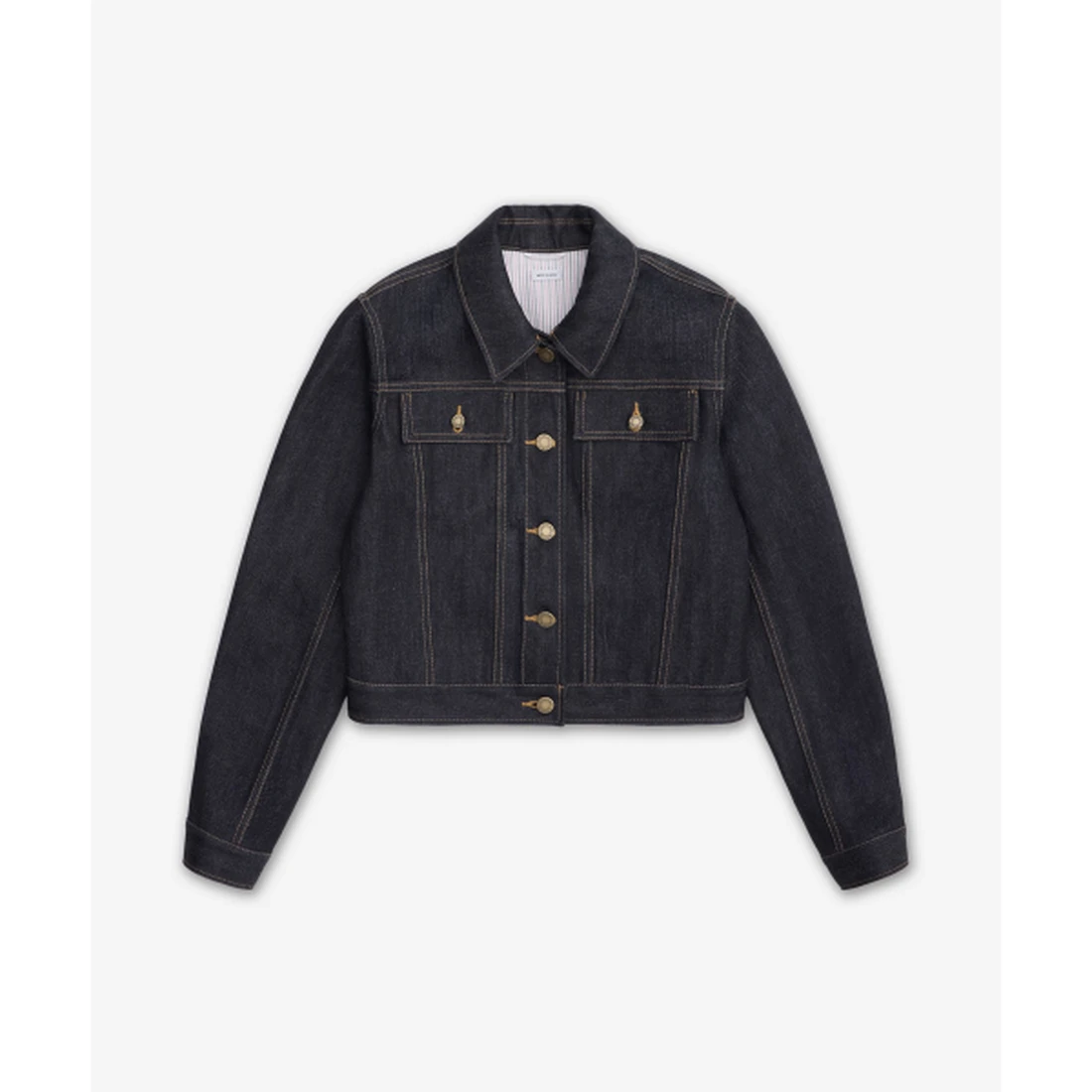 톰 브라운 셀비지 데님 슈렁큰 재킷 네이비 FBC948UF1101415