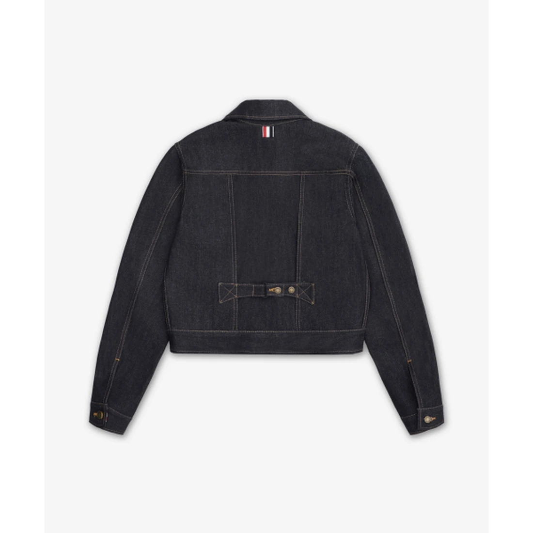 톰 브라운 셀비지 데님 슈렁큰 재킷 네이비 FBC948UF1101415