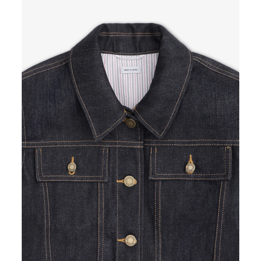 톰 브라운 셀비지 데님 슈렁큰 재킷 네이비 FBC948UF1101415