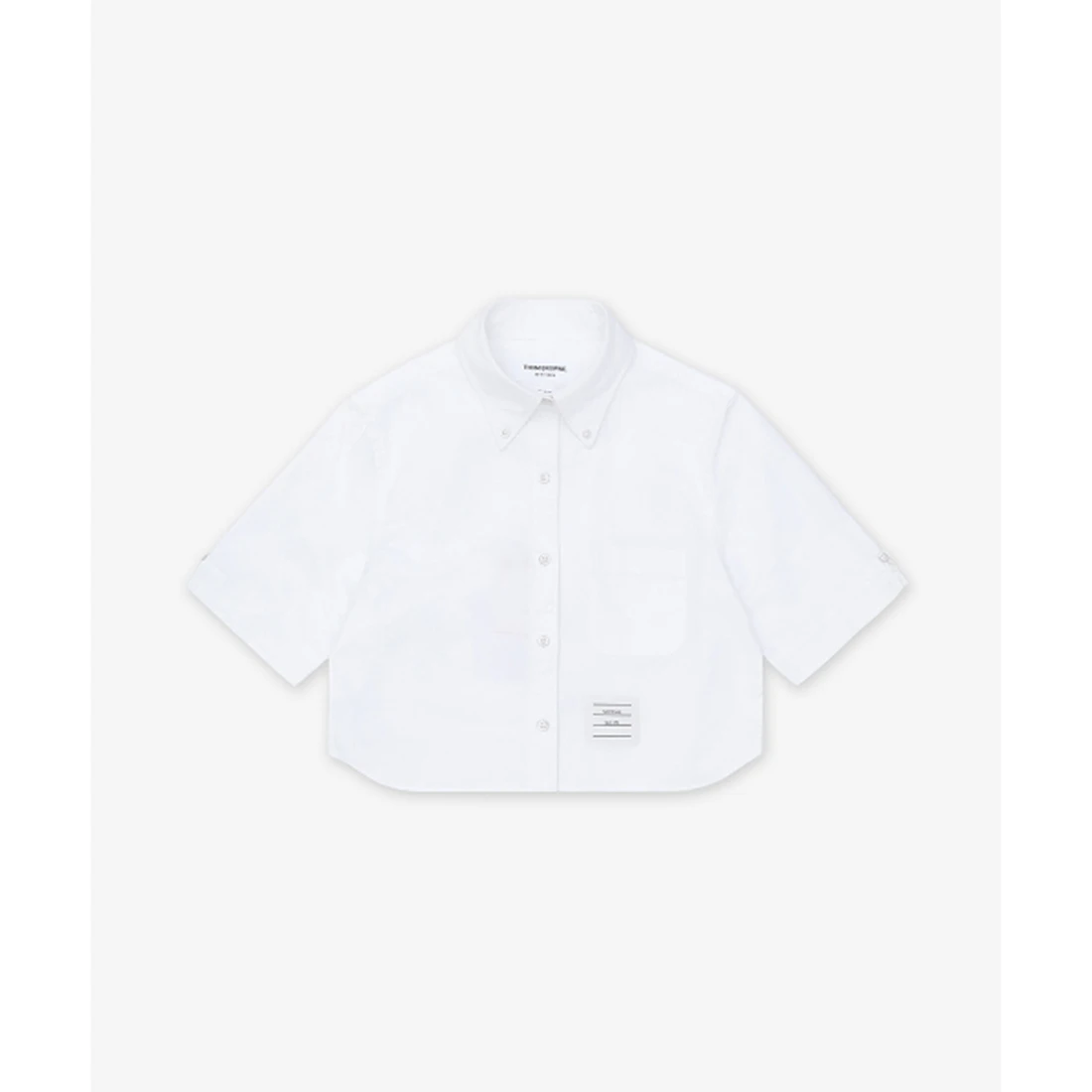 톰 브라운 옥스포드 크롭 숏 슬리브 셔츠 화이트 FLL205AF0313100