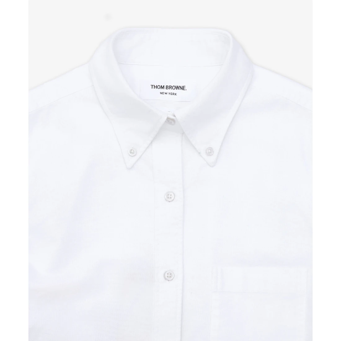 톰 브라운 옥스포드 크롭 숏 슬리브 셔츠 화이트 FLL205AF0313100