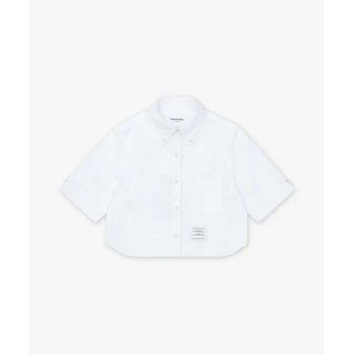 톰 브라운 옥스포드 크롭 숏 슬리브 셔츠 화이트