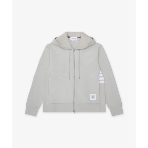 톰 브라운 루프백 저지 4-바 집업 후드 베이지