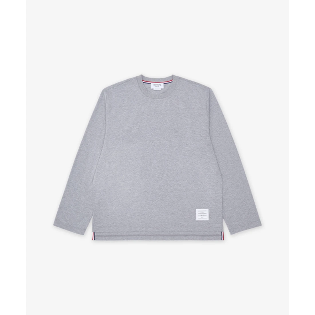톰 브라운 오버사이즈 롱 슬리브 RWB 트림 티셔츠 라이트 그레이 MJS289A00042055