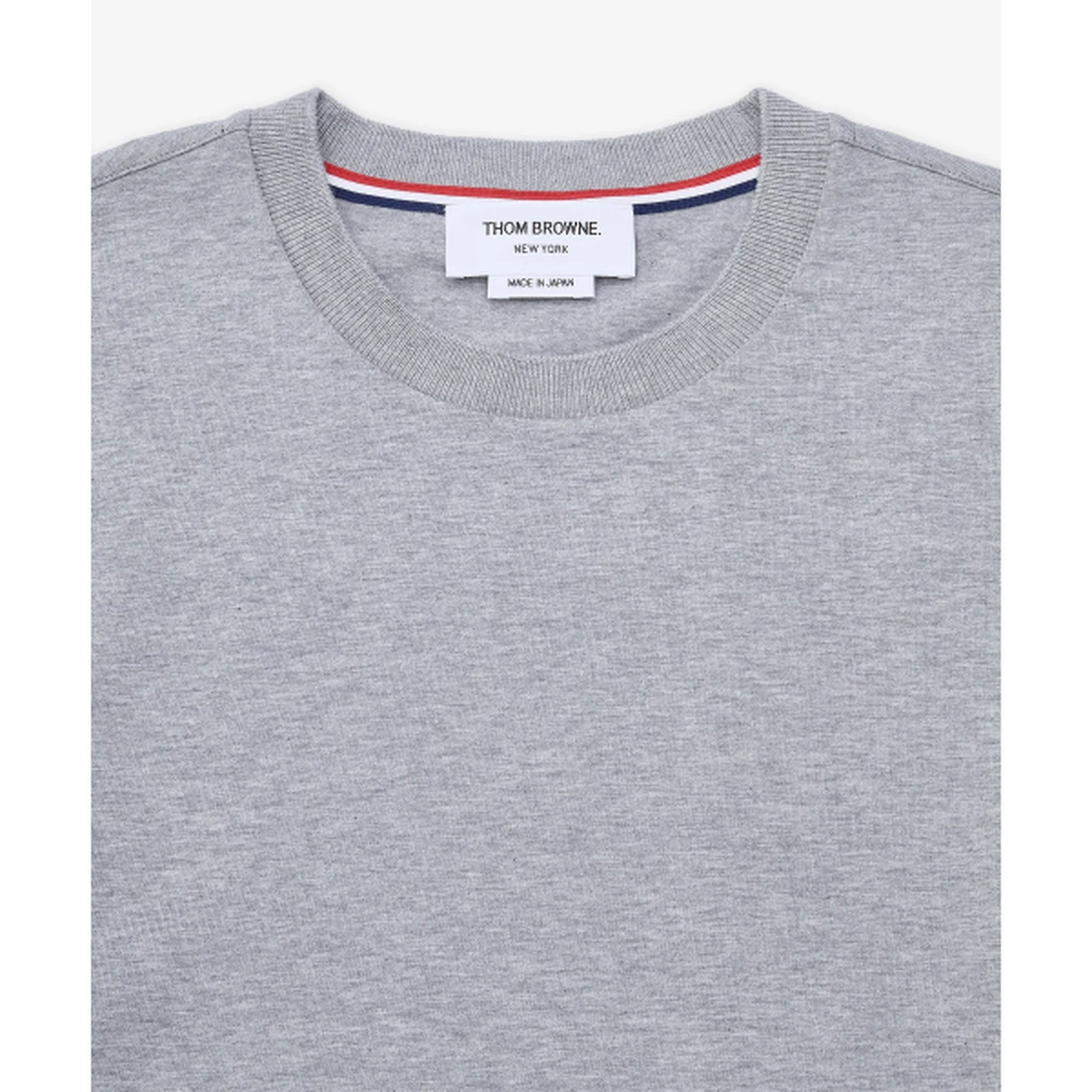 톰 브라운 오버사이즈 롱 슬리브 RWB 트림 티셔츠 라이트 그레이 MJS289A00042055