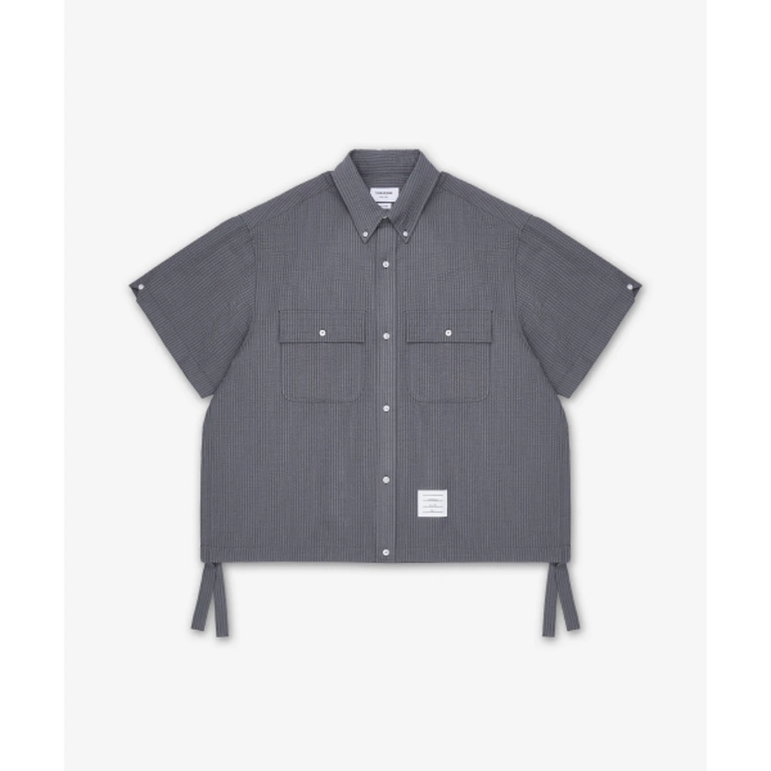 톰 브라운 플랩 포켓 인 울 시어서커 셔츠 라이트 그레이 MWS329A06455055