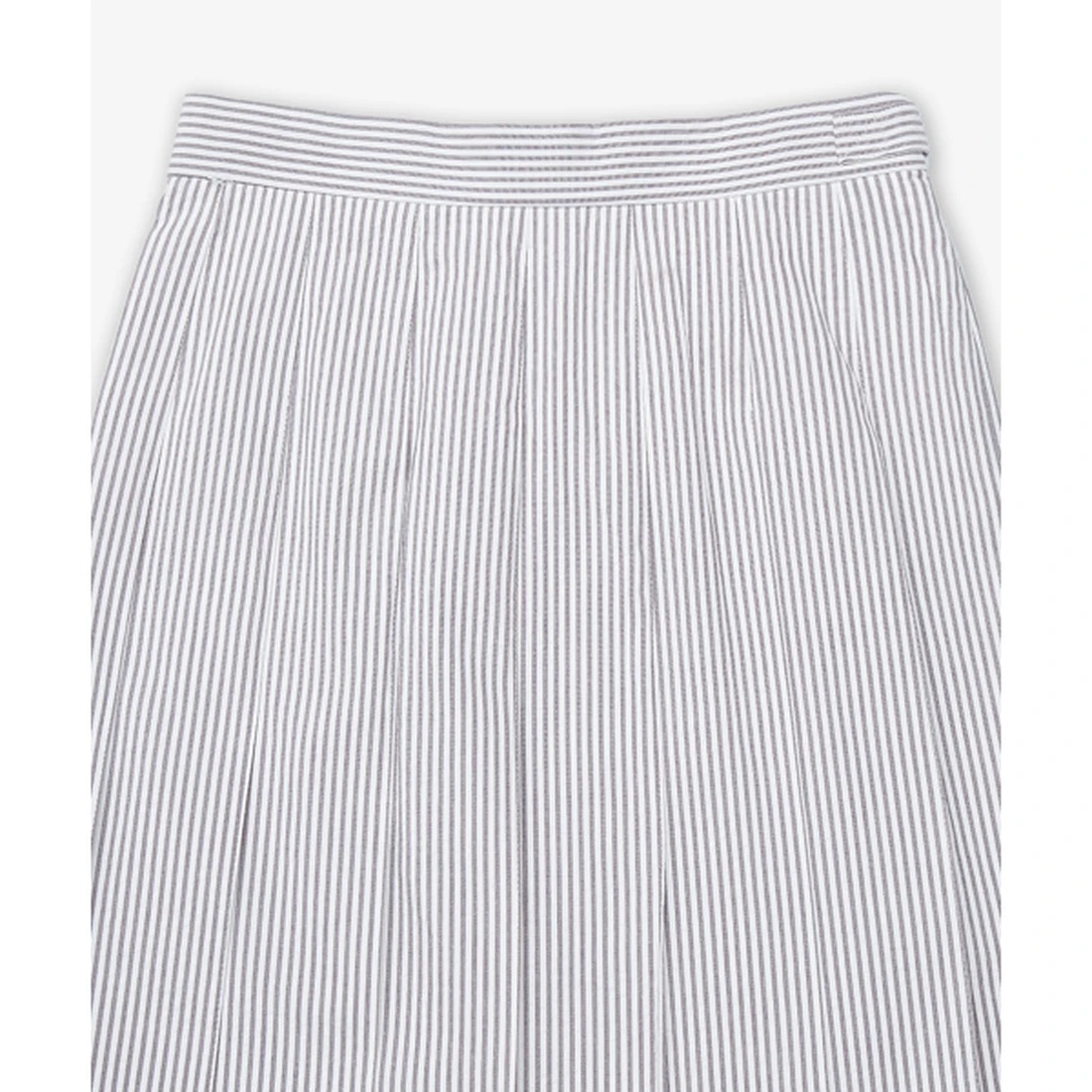 톰 브라운 시어서커 플리츠 미디 스커트 미드 그레이 FGC400V00572035