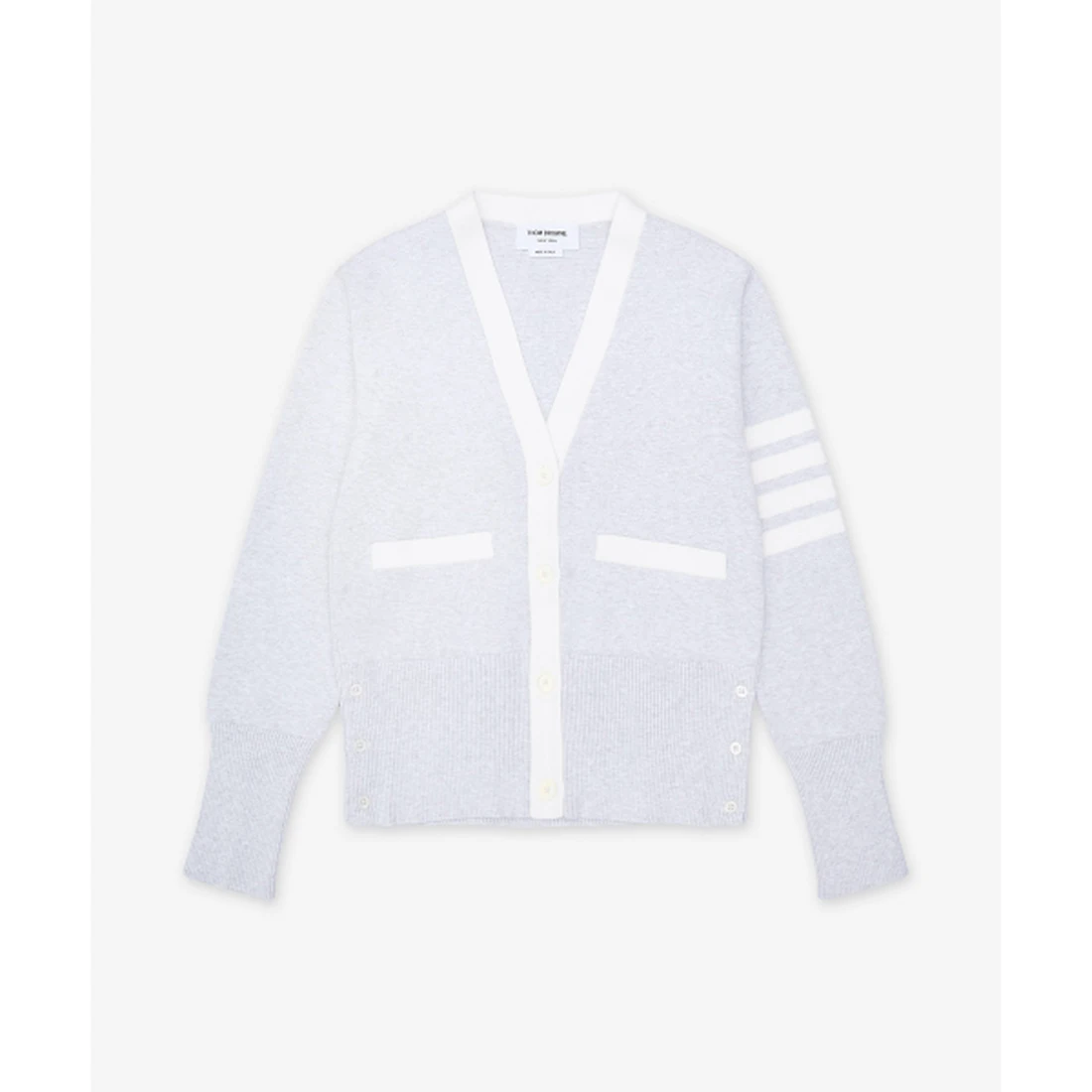 톰 브라운 밀라노 스티치 코튼 4-바 가디건 페일 그레이 FKC207B00219050