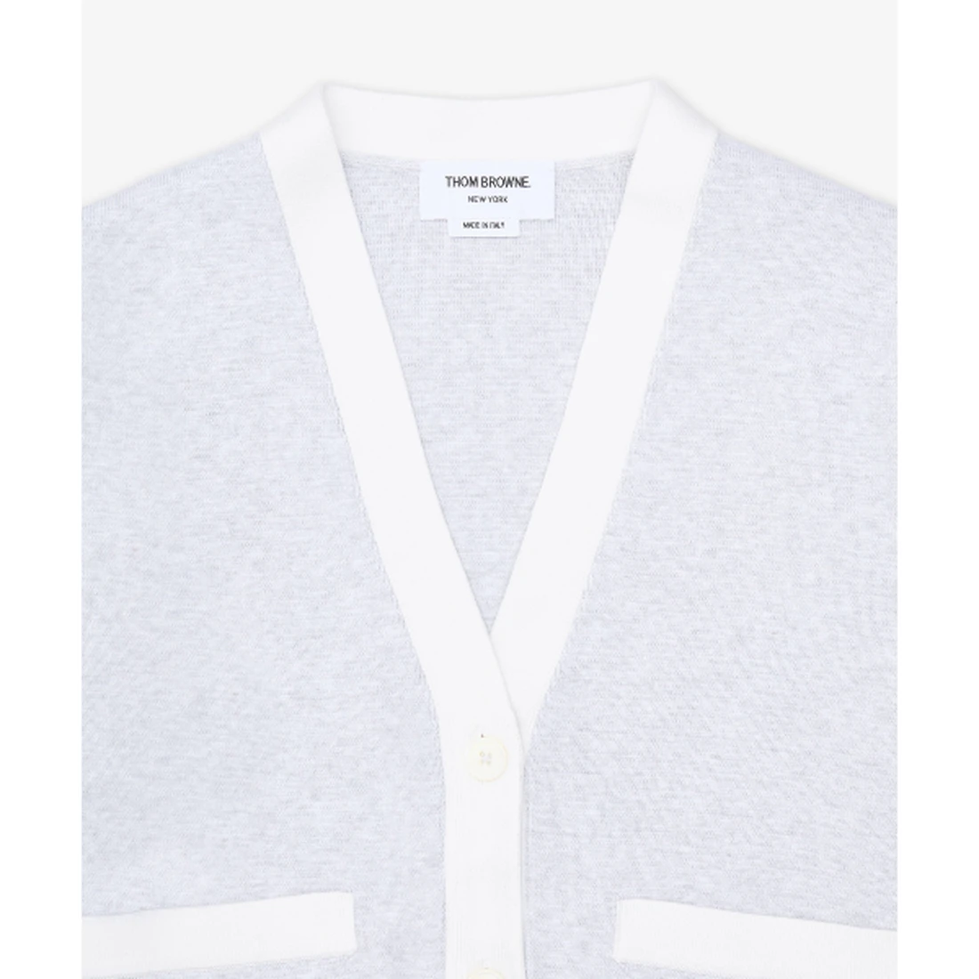 톰 브라운 밀라노 스티치 코튼 4-바 가디건 페일 그레이 FKC207B00219050