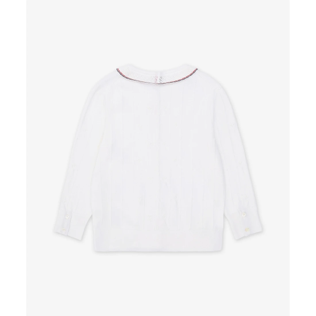 톰 브라운 메리노 울 보블 스티치 레이스 트림 가디건 화이트 FKC697AY1051100