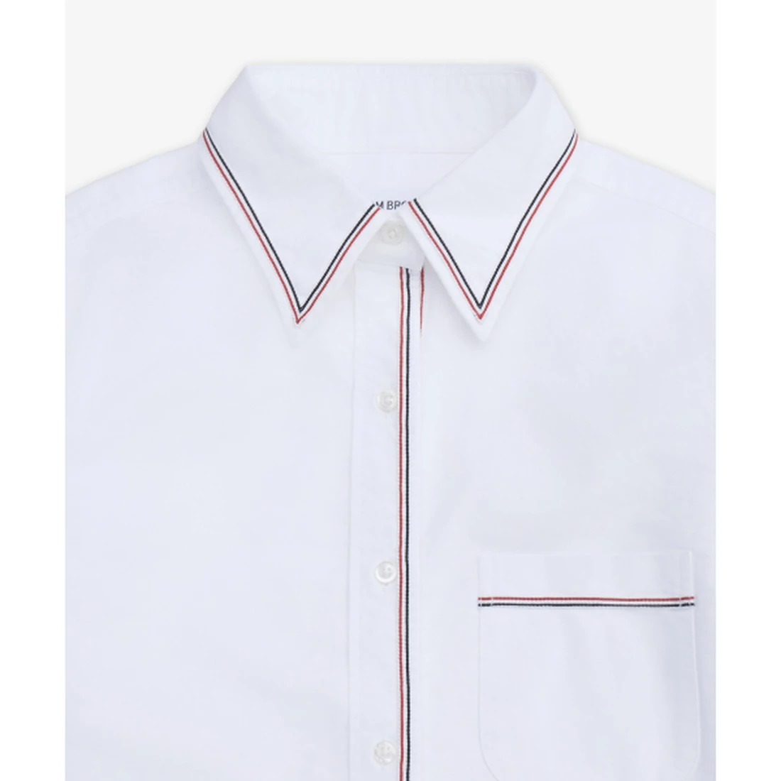 톰 브라운 클래식 롱슬리브 크롭 셔츠 화이트 FLL196GF0313100