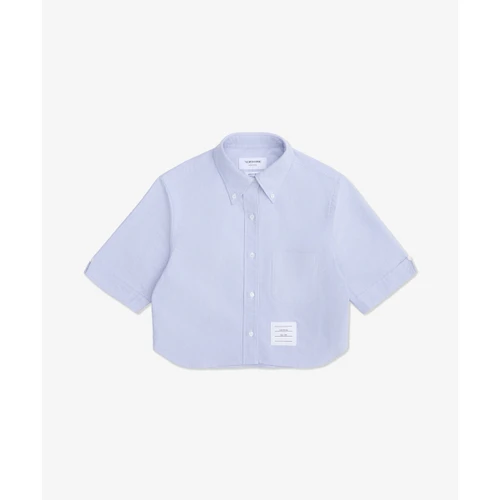 톰 브라운 옥스포드 크롭 숏 슬리브 셔츠 라이트 블루