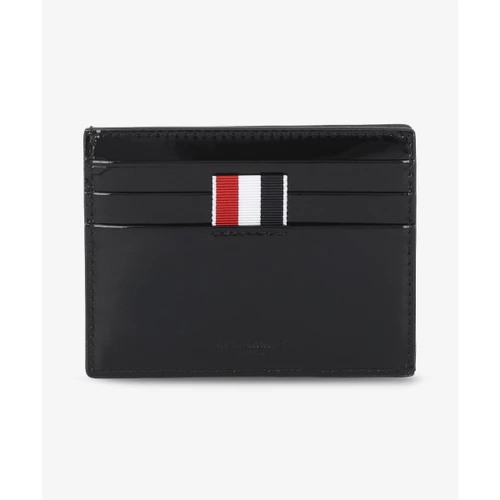 톰 브라운 페이턴트 4-바 노트 컴파트먼트 카드 홀더 블랙