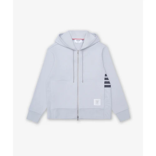 톰 브라운 루프백 저지 4-바 집업 후드 페일 그레이