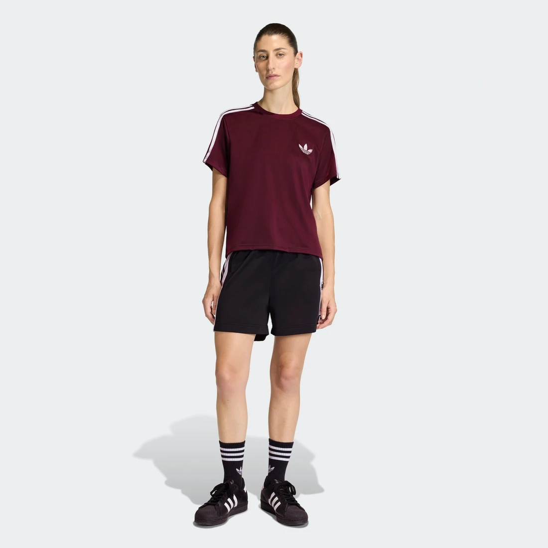 아디다스 파이어버드 티셔츠 마룬 오프 화이트 - KR 사이즈 우먼스 KD1349