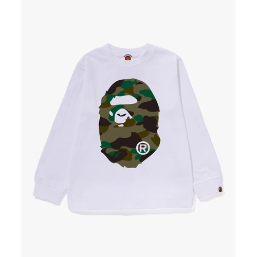 베이프 퍼스트 카모 빅 에이프 헤드 롱슬리브 티셔츠(KIDS) WHITE / GREEN
