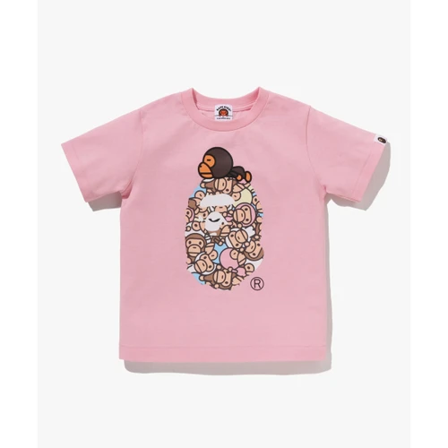 베이프 올 베이비 마일로 멀티 마일로 온 빅 에이프 티셔츠(KIDS) PINK