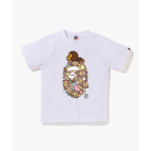 베이프 올 베이비 마일로 멀티 마일로 온 빅 에이프 티셔츠(KIDS) WHITE