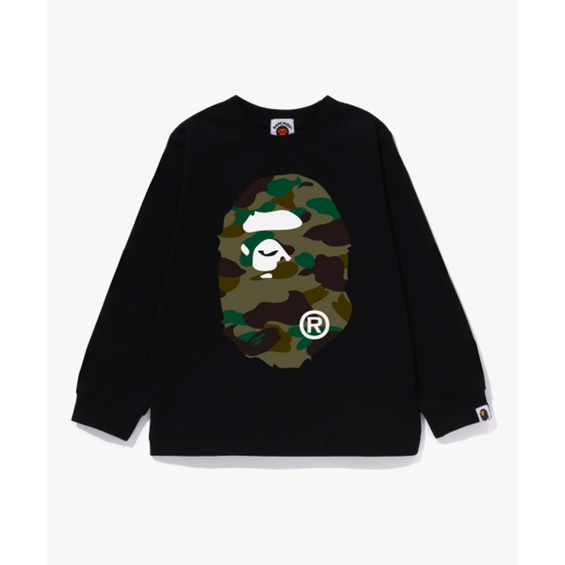 베이프 퍼스트 카모 빅 에이프 헤드 롱슬리브 티셔츠(KIDS) BLACK / GREEN 001LTM303015KBK0