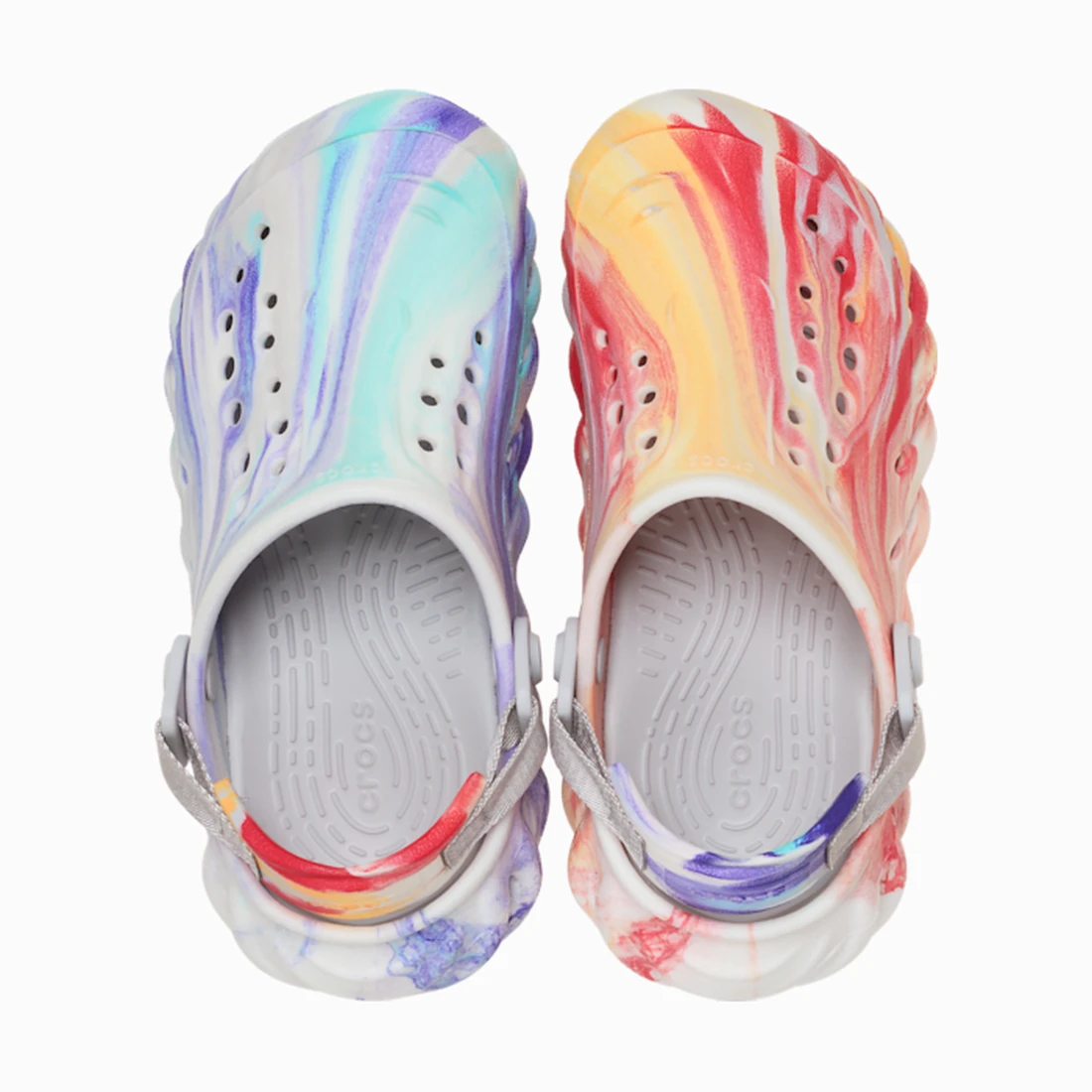크록스 에코 글로우 마블 미스매치 클로그 키즈 베이퍼 아이스 213192-9JY