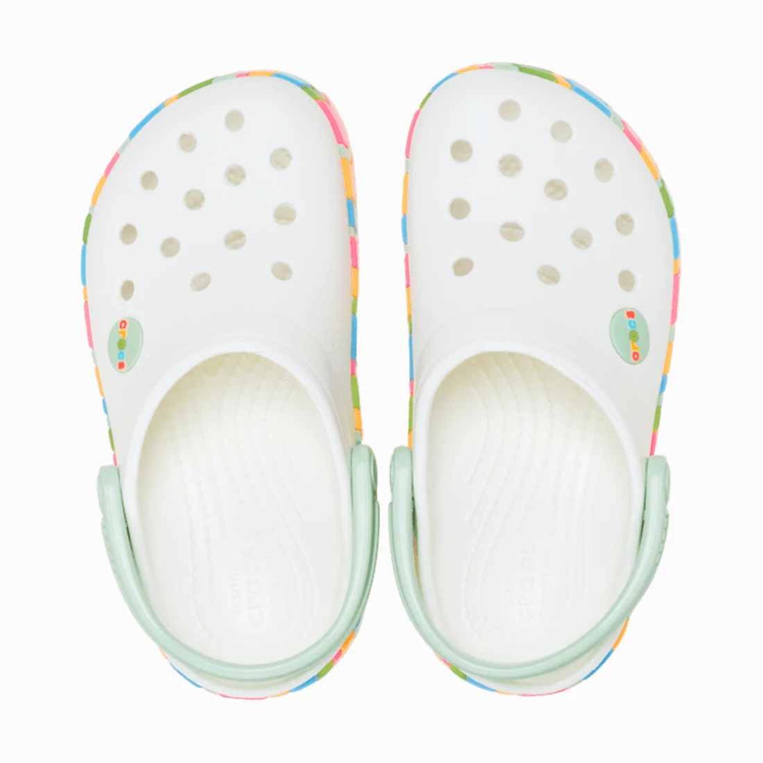 크록스 크록밴드 쉐브론 밴드 클로그 토들러 화이트/멀티 213840-94S