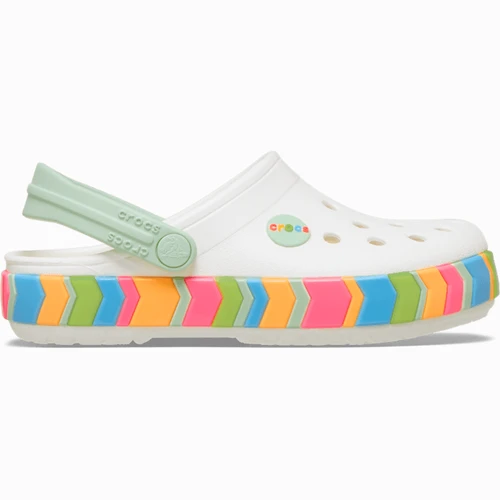 크록스 크록밴드 쉐브론 밴드 클로그 토들러 화이트/멀티