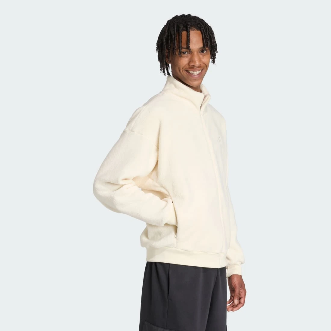 아디다스 퓨처 아이콘 스몰 로고 로우 파일 플리스 트랙 탑 JM6050