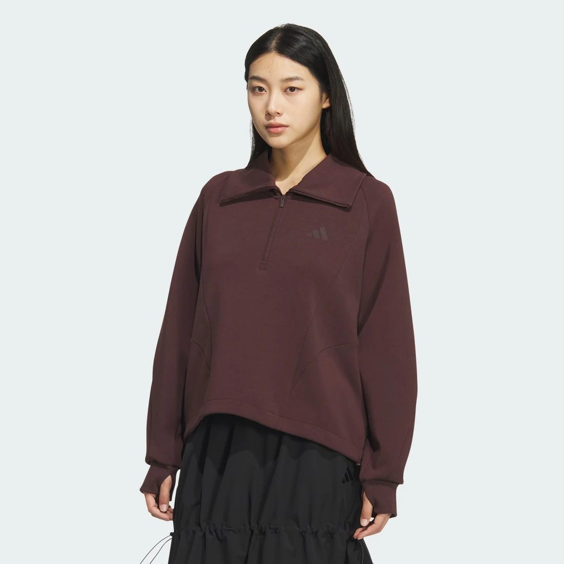 아디다스 WOMEN SOFT LUX 하프 집 스웨트셔츠 KF2546